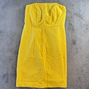The Limited Women's Size 2 Yellow Strapless Jacquard Cocktail Dress Y2K Bright